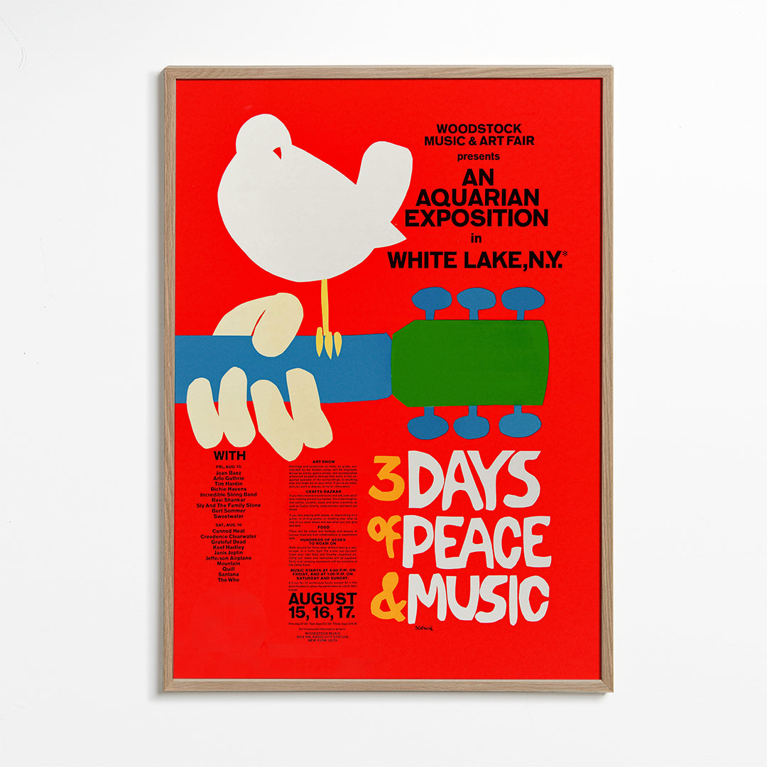 Vintage plakat Woodstock 3 Days of Peace