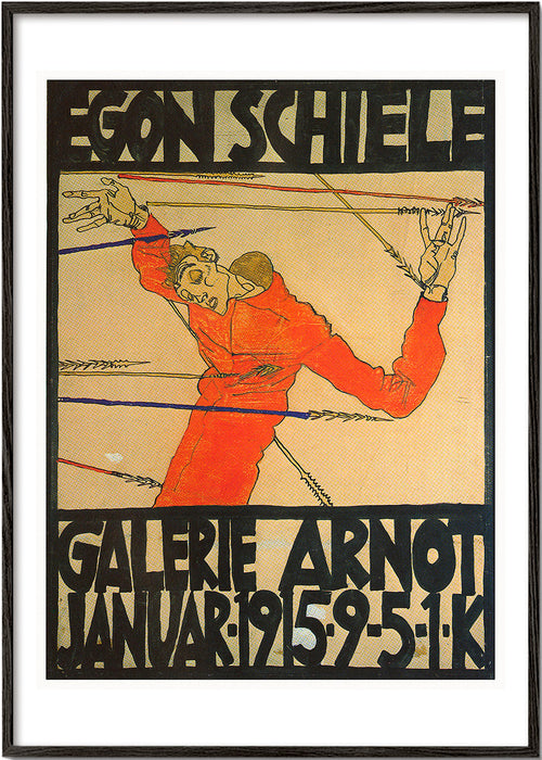 Vintage plakat med rød figur og markant typografi
