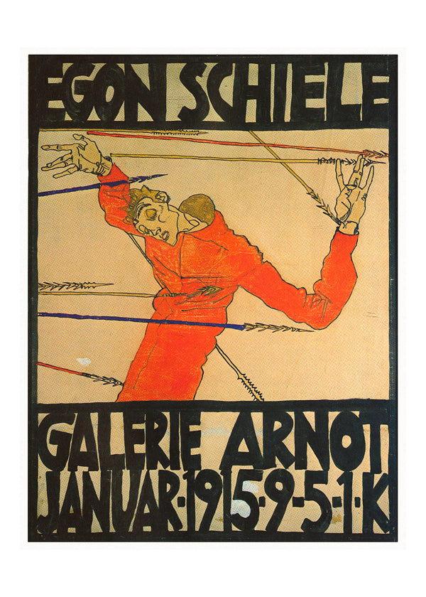 Vintage plakat med rød figur og markant typografi