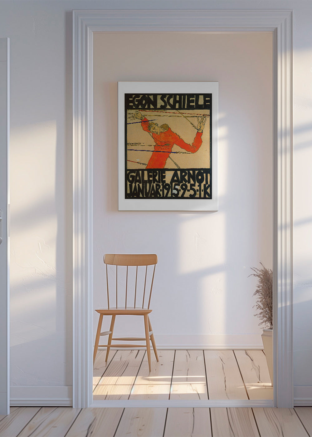 Vintage plakat med rød figur og markant typografi