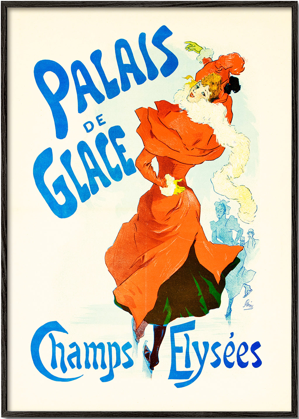 Vintage-plakat Palais de Glace skøjteløber i rød