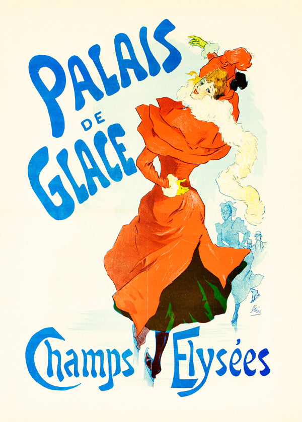 Vintage-plakat Palais de Glace skøjteløber i rød
