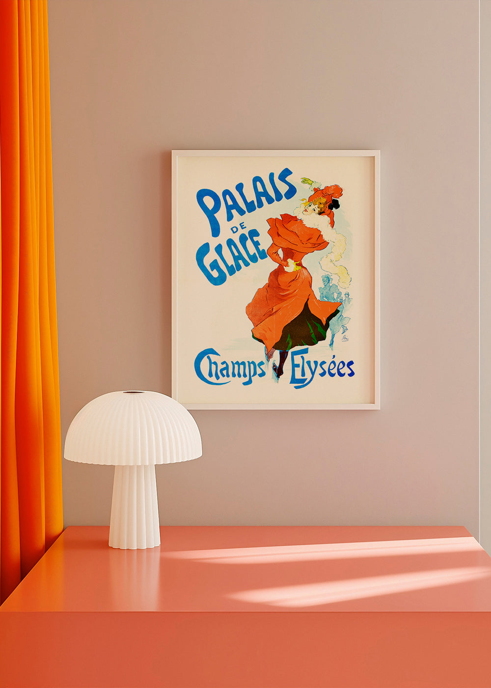 Vintage-plakat Palais de Glace skøjteløber i rød