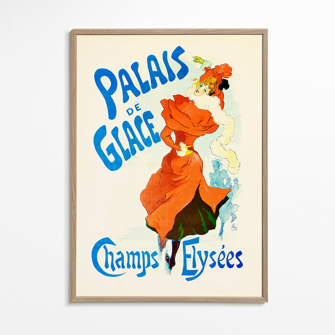 Vintage-plakat Palais de Glace skøjteløber i rød