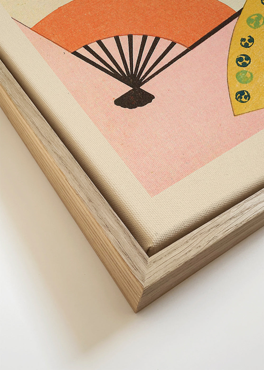 Japansk illustration med vifter på pink baggrund