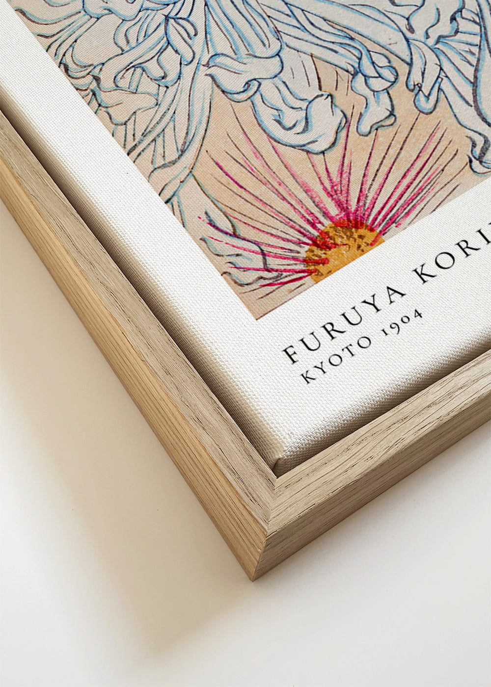 Japansk botanisk plakat med blå krysantemum
