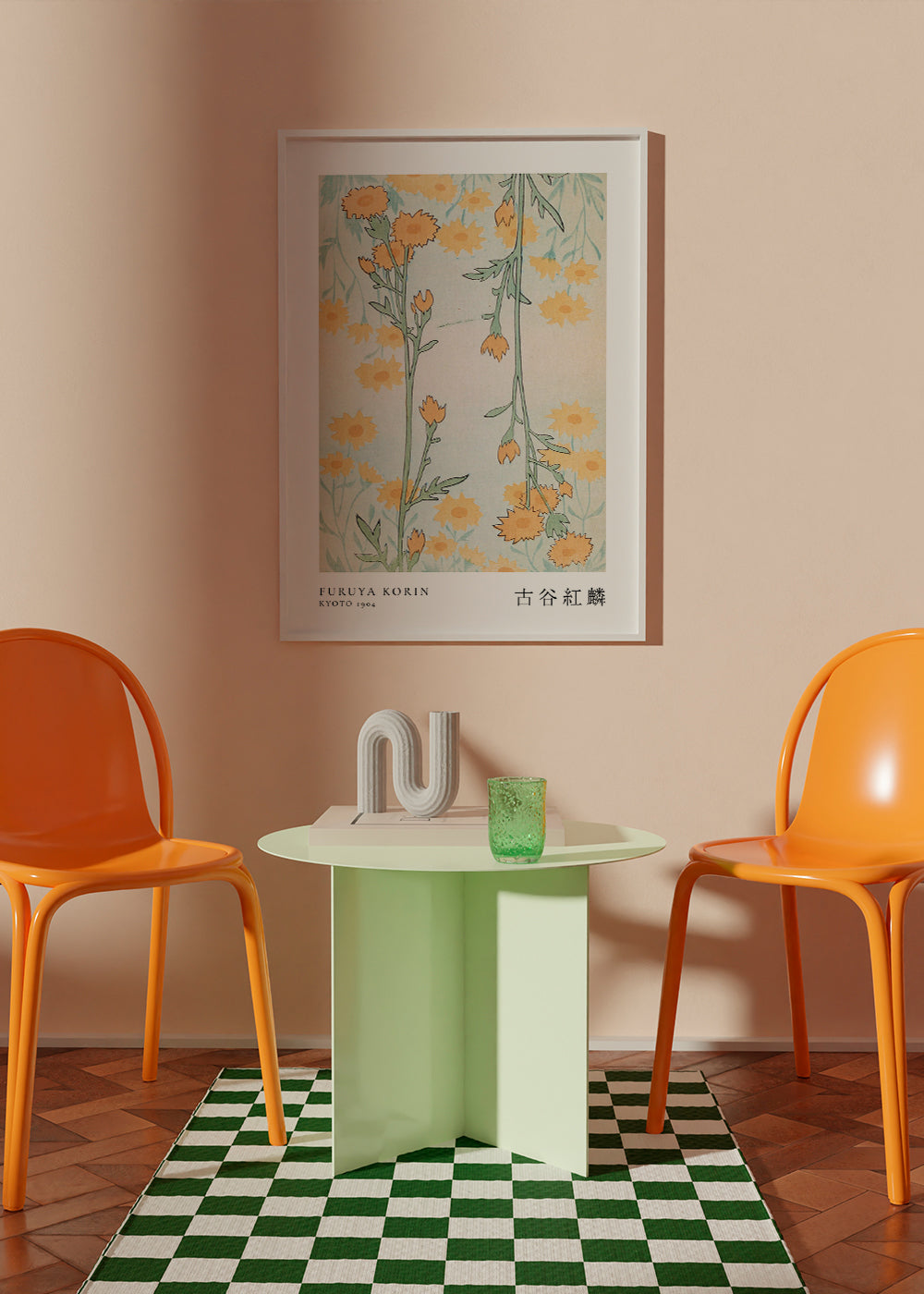 Botanisk tryk: japanske gule blomster
