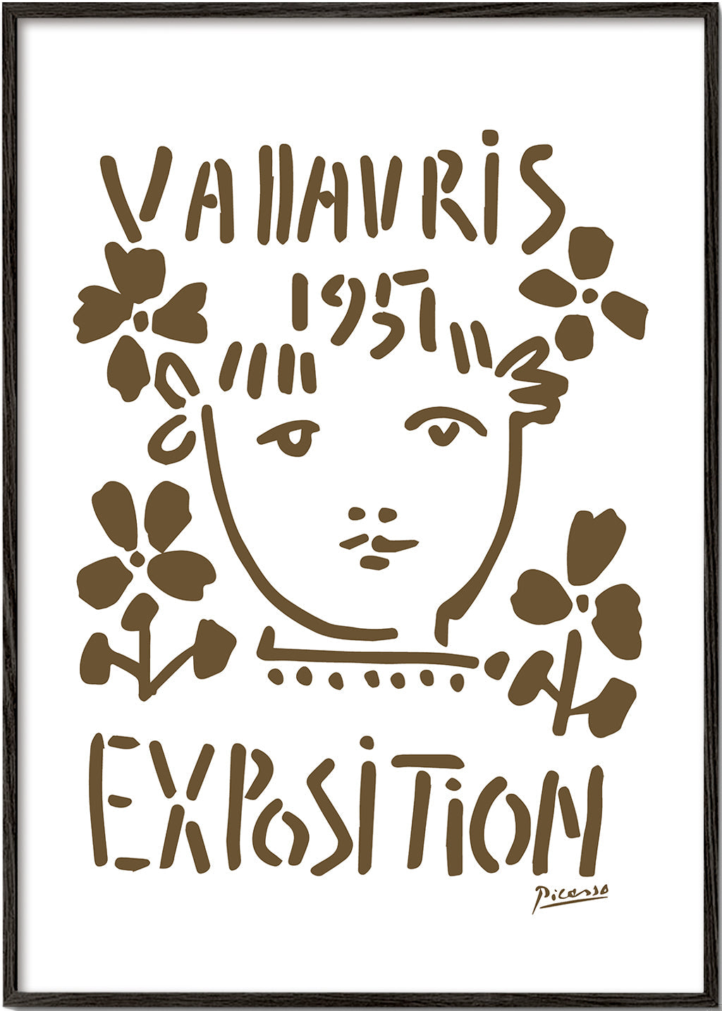 Vintage plakat Vallauris 1951 ansigt og blomster