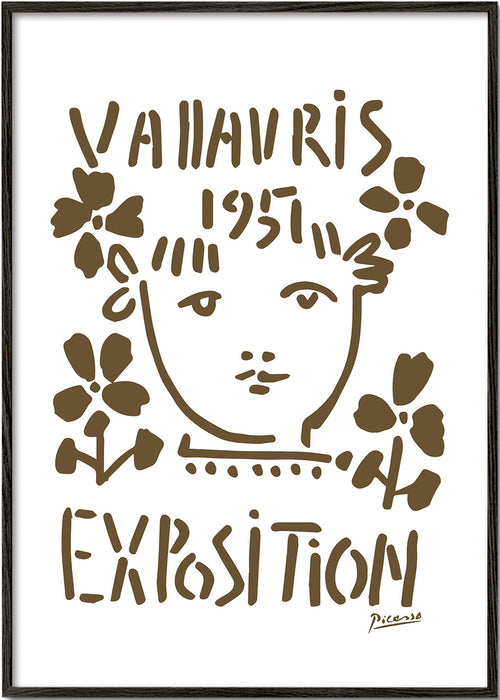 Vintage plakat Vallauris 1951 ansigt og blomster