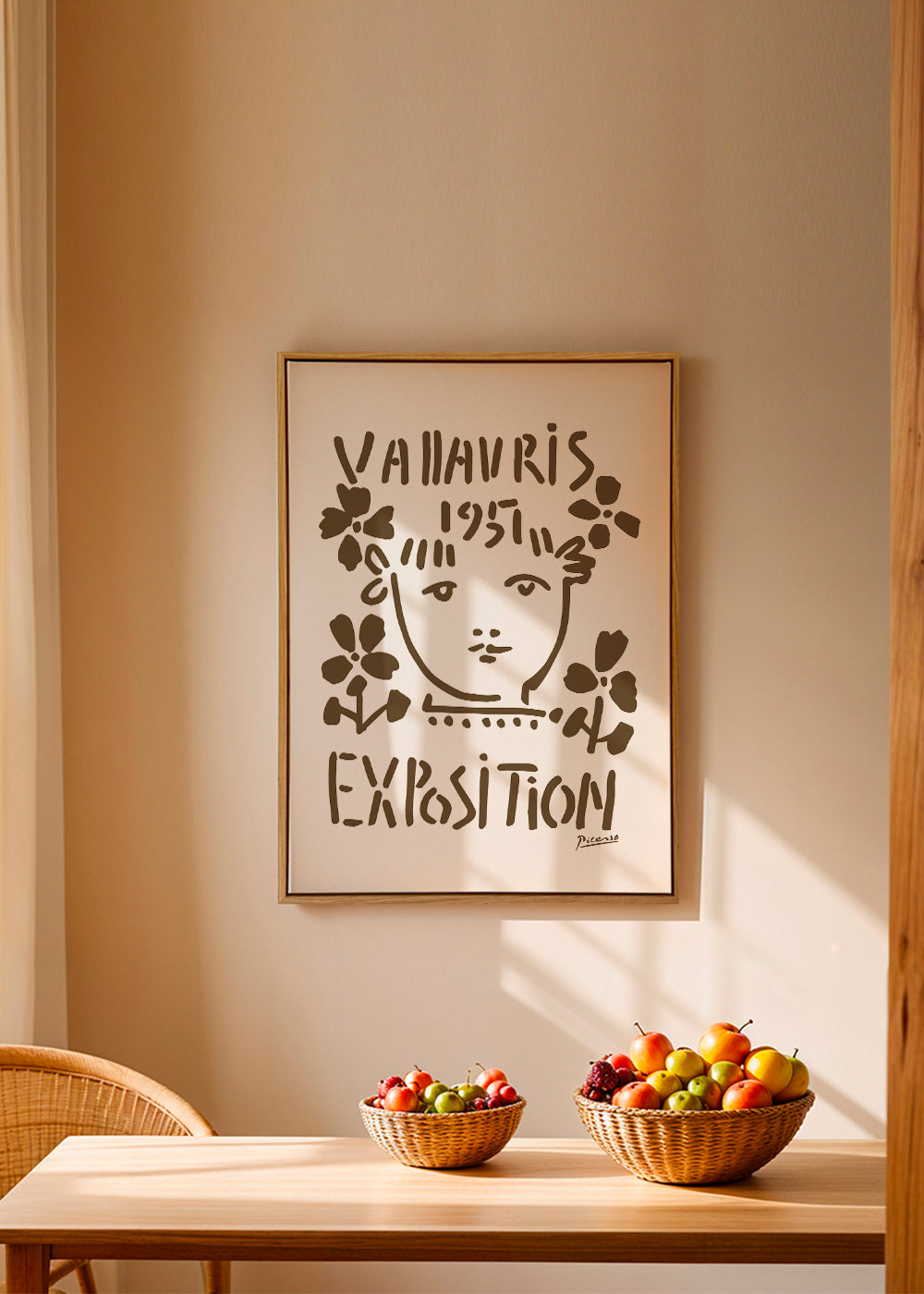 Vintage plakat Vallauris 1951 ansigt og blomster