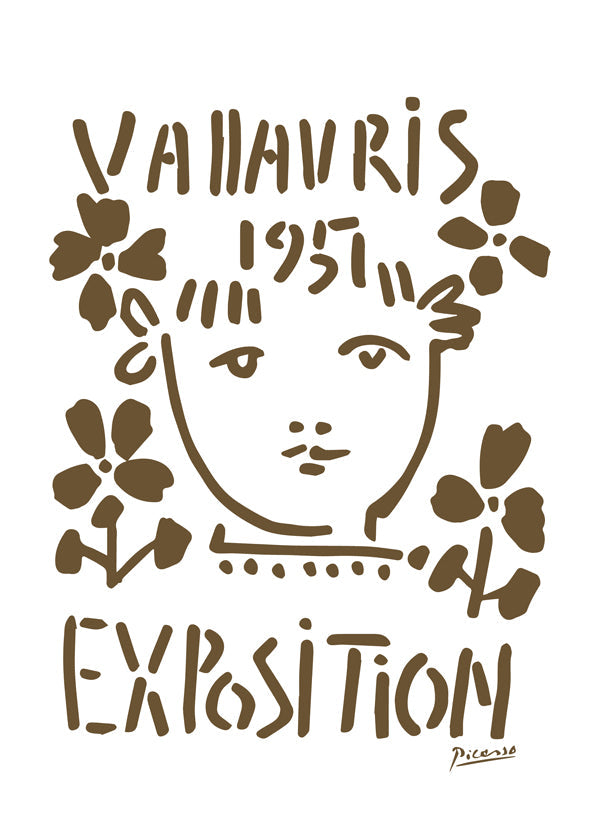 Vintage plakat Vallauris 1951 ansigt og blomster