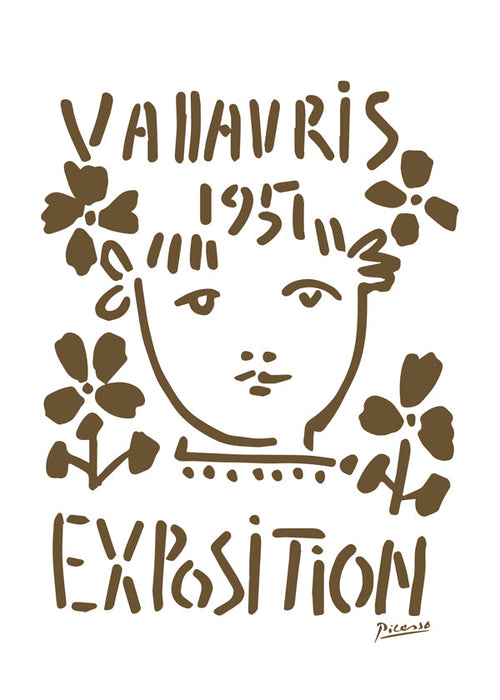 Vintage plakat Vallauris 1951 ansigt og blomster