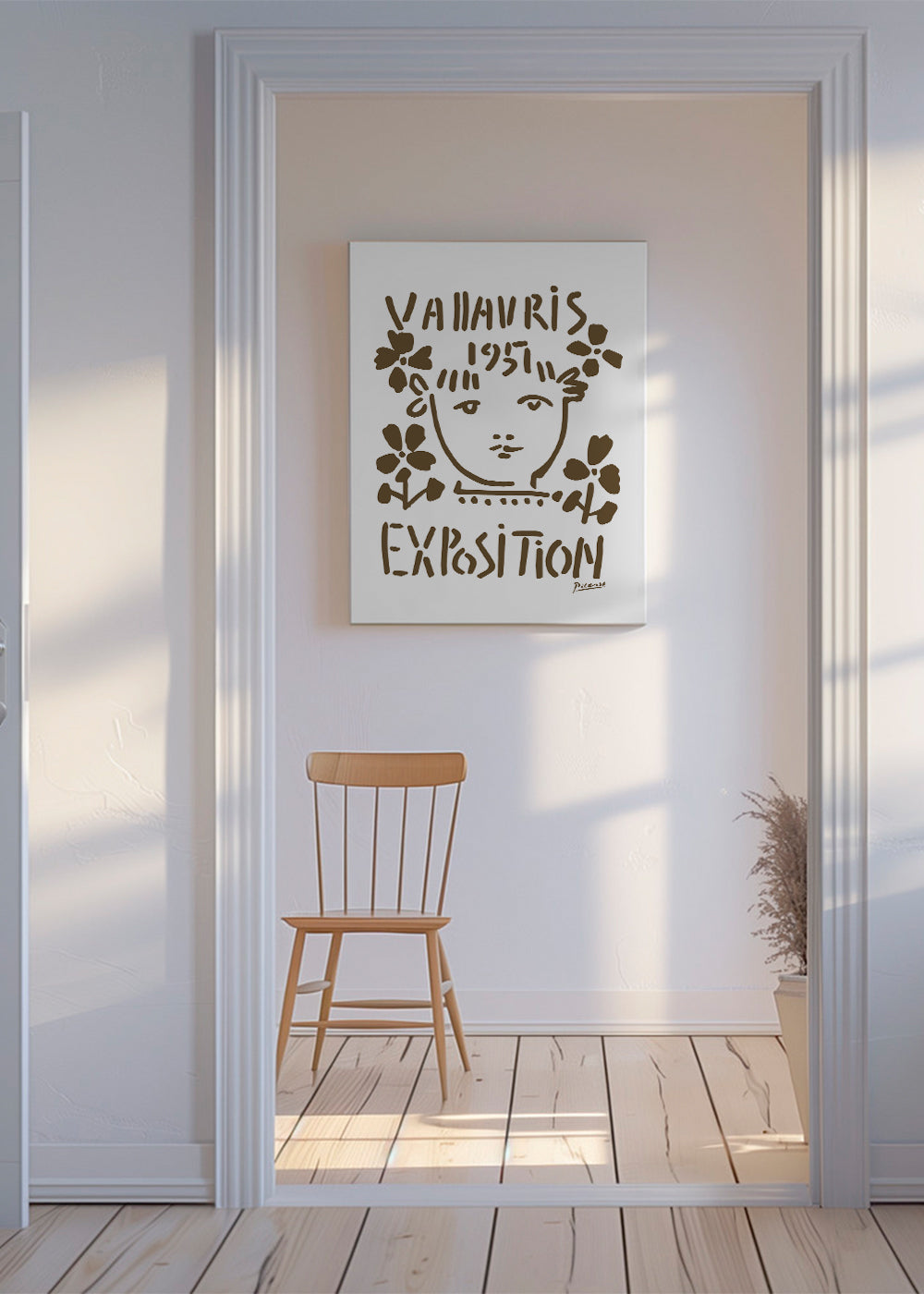 Vintage plakat Vallauris 1951 ansigt og blomster