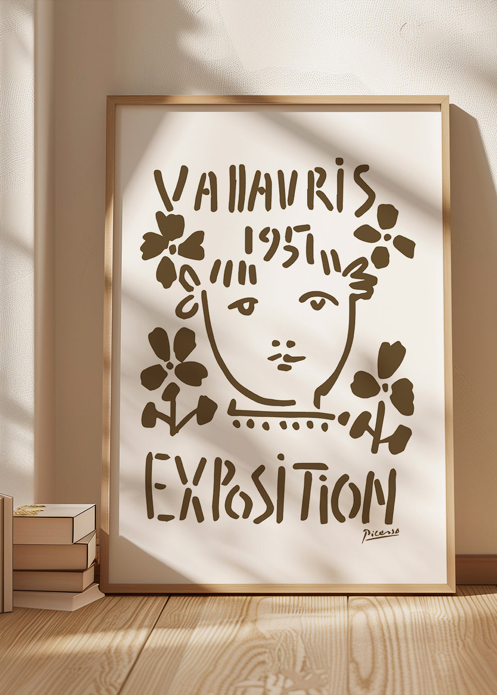 Vintage plakat Vallauris 1951 ansigt og blomster