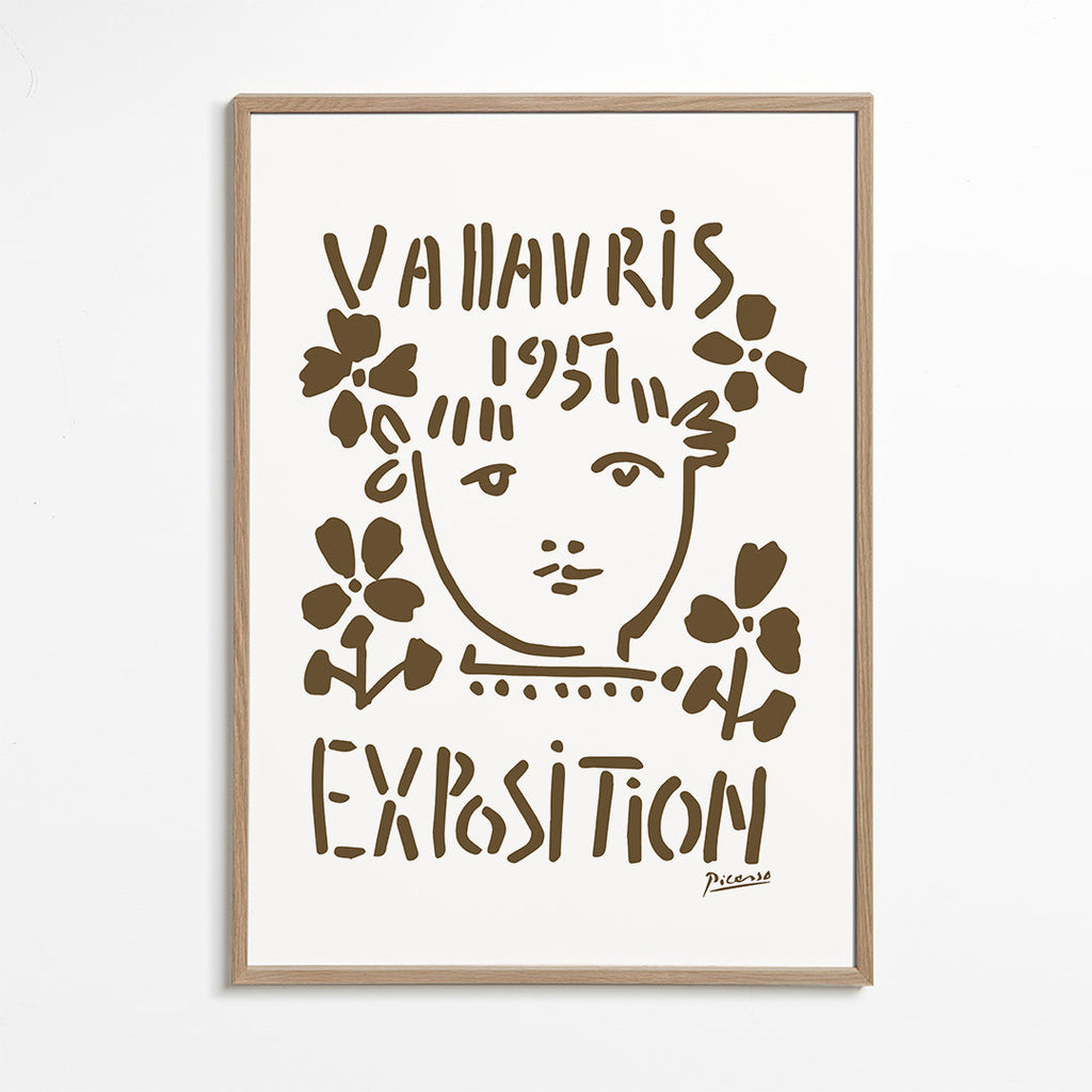 Vintage plakat Vallauris 1951 ansigt og blomster