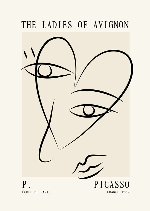 Line art inspireret af The Ladies of Avignon