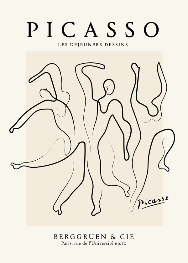 Illustration med kontinuerlige streger i Picasso-stil
