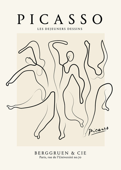 Illustration med kontinuerlige streger i Picasso-stil