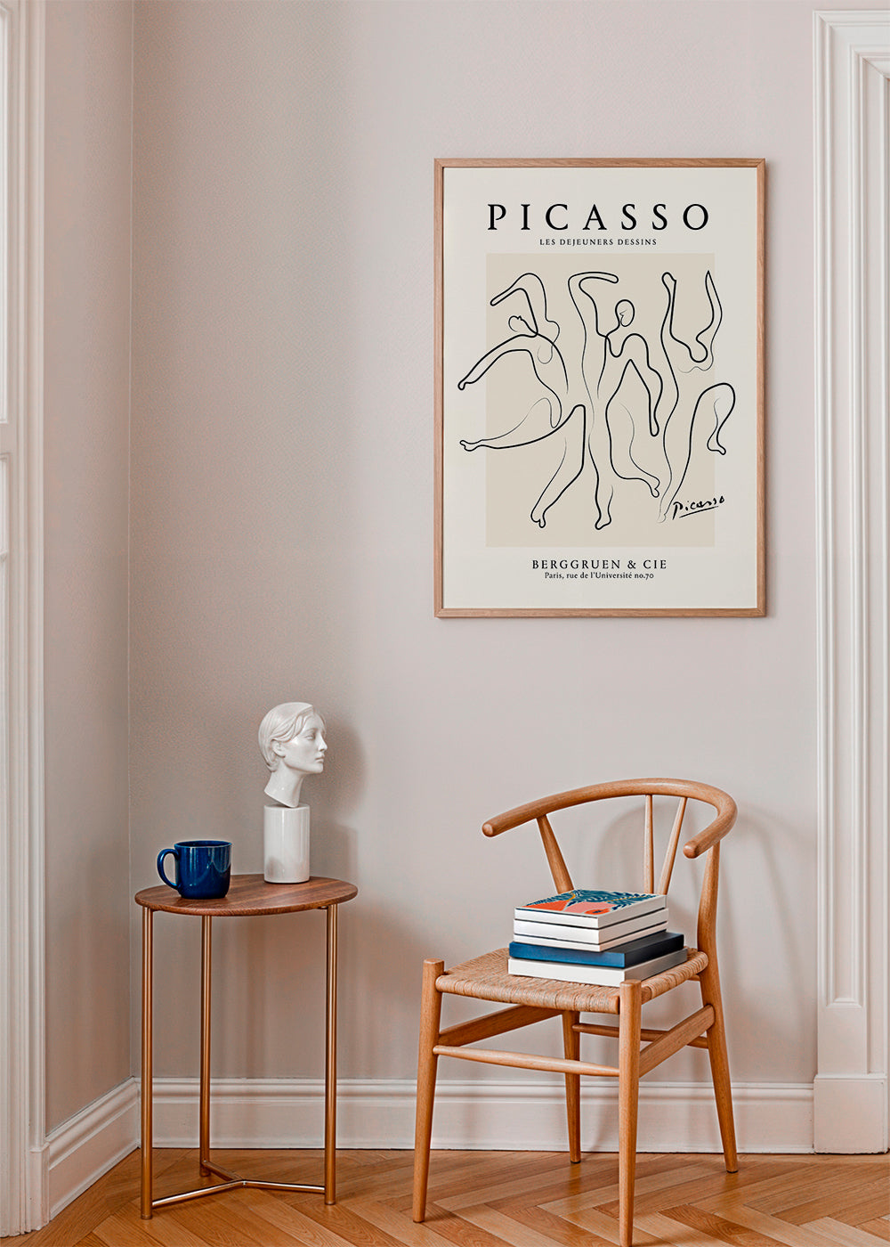 Illustration med kontinuerlige streger i Picasso-stil