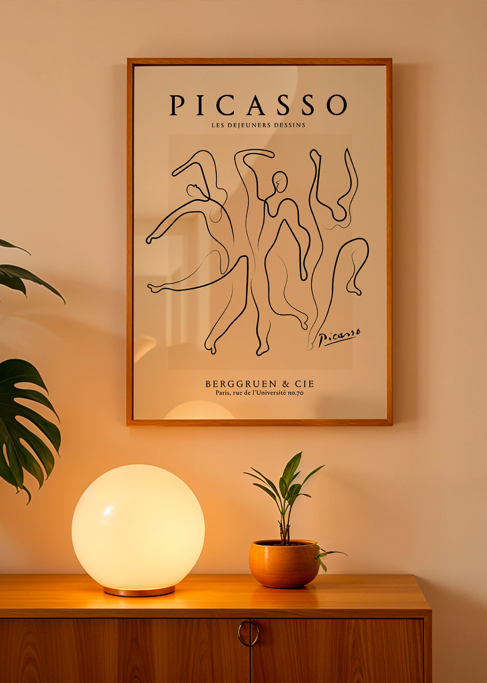 Illustration med kontinuerlige streger i Picasso-stil