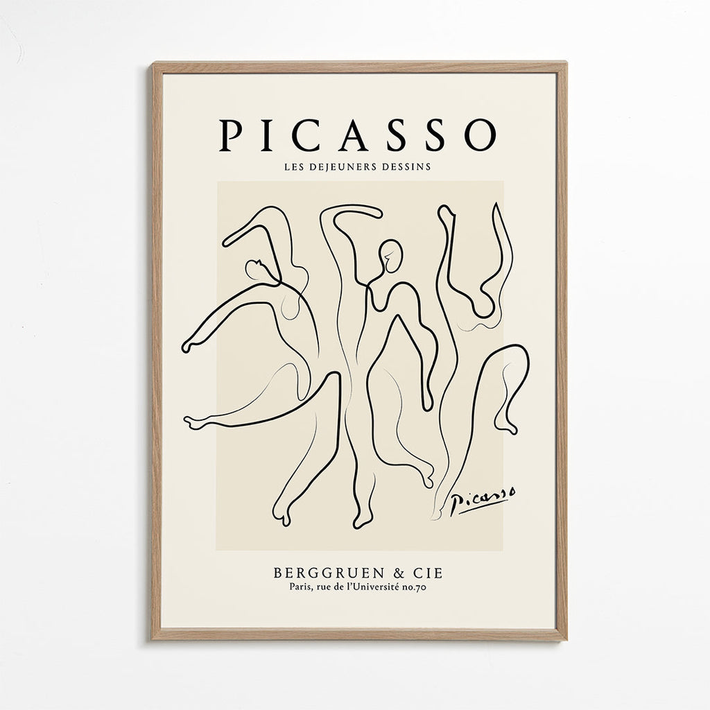 Illustration med kontinuerlige streger i Picasso-stil
