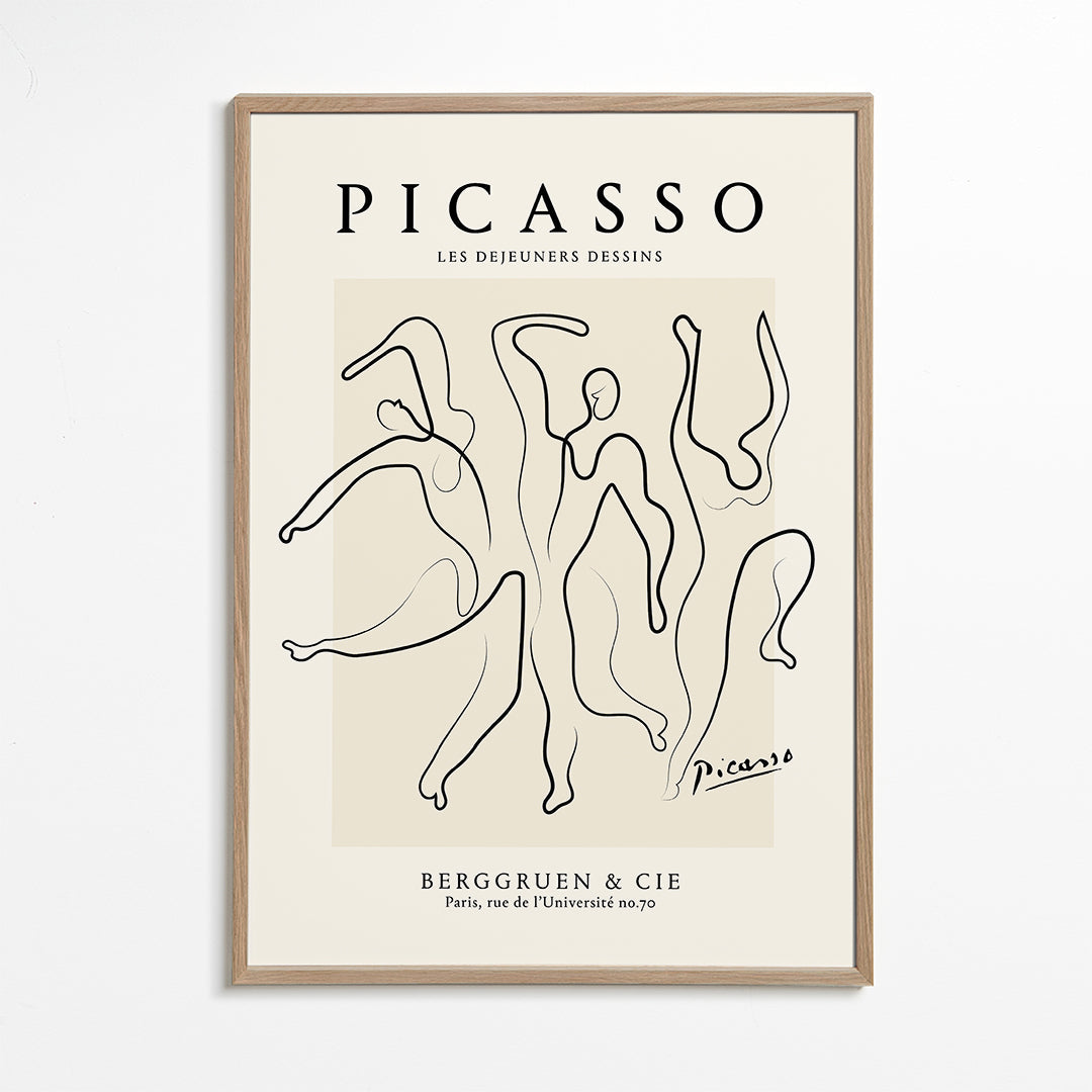 Illustration med kontinuerlige streger i Picasso-stil