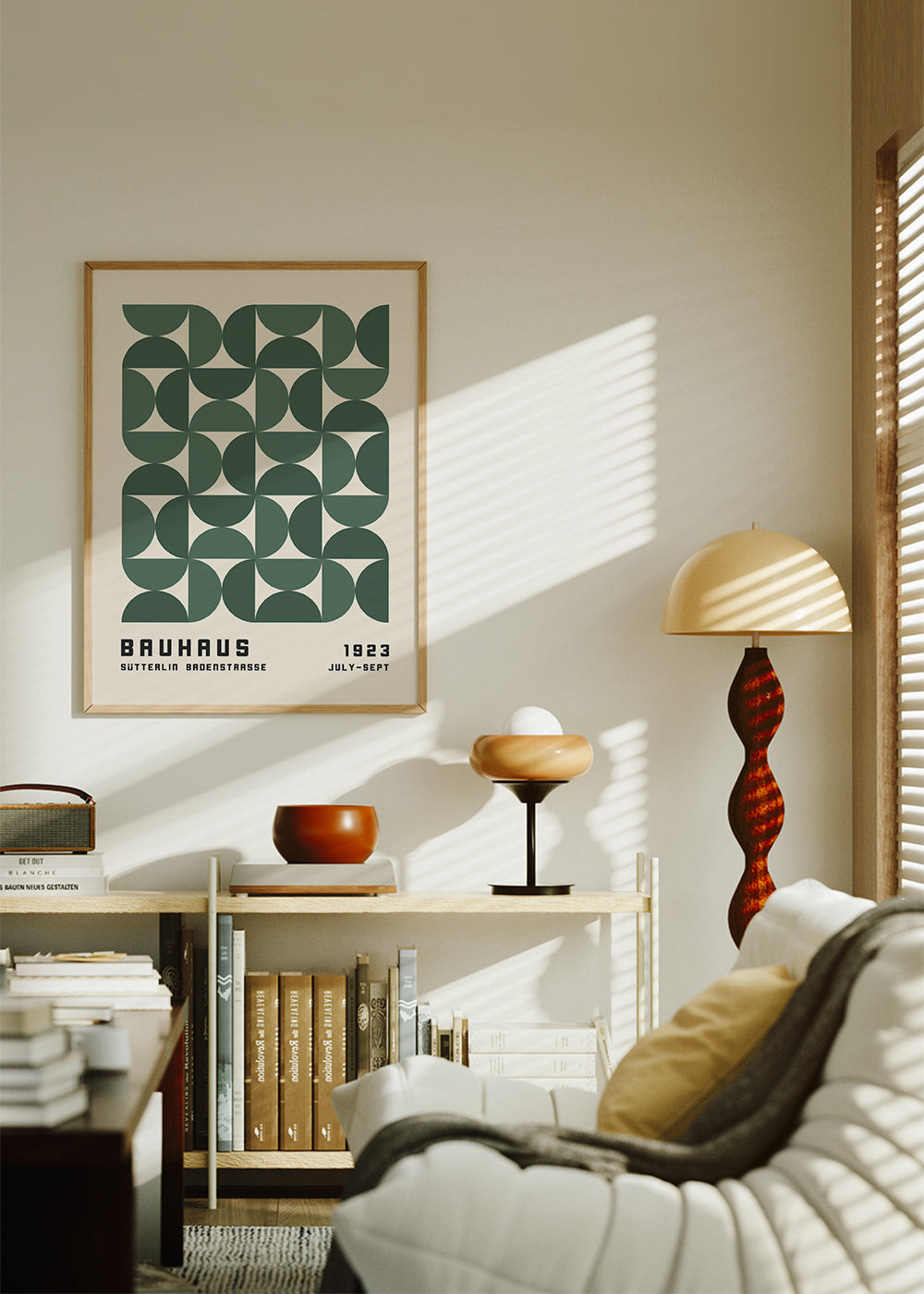 Geometrisk Bauhaus plakat i grøn