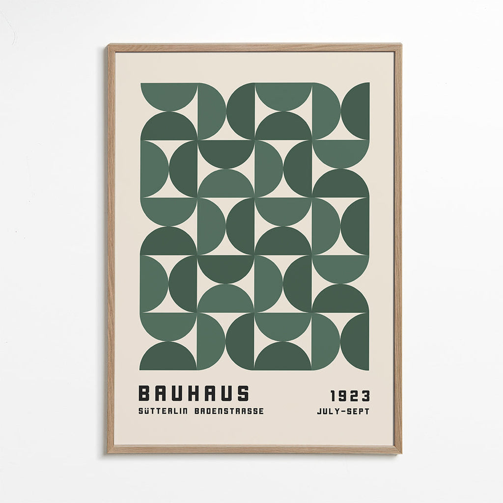 Geometrisk Bauhaus plakat i grøn
