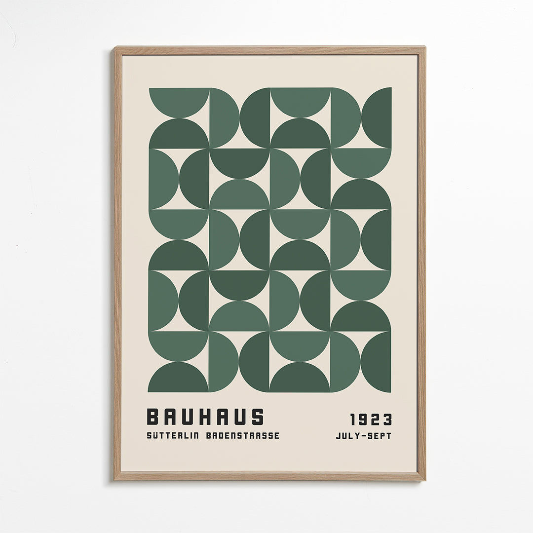 Geometrisk Bauhaus plakat i grøn