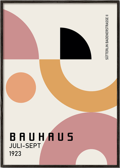 Geometrisk Bauhaus-plakat rosa og sennep
