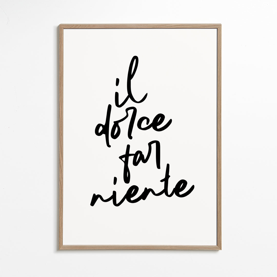 Minimalistisk plakat il dolce far niente typografi