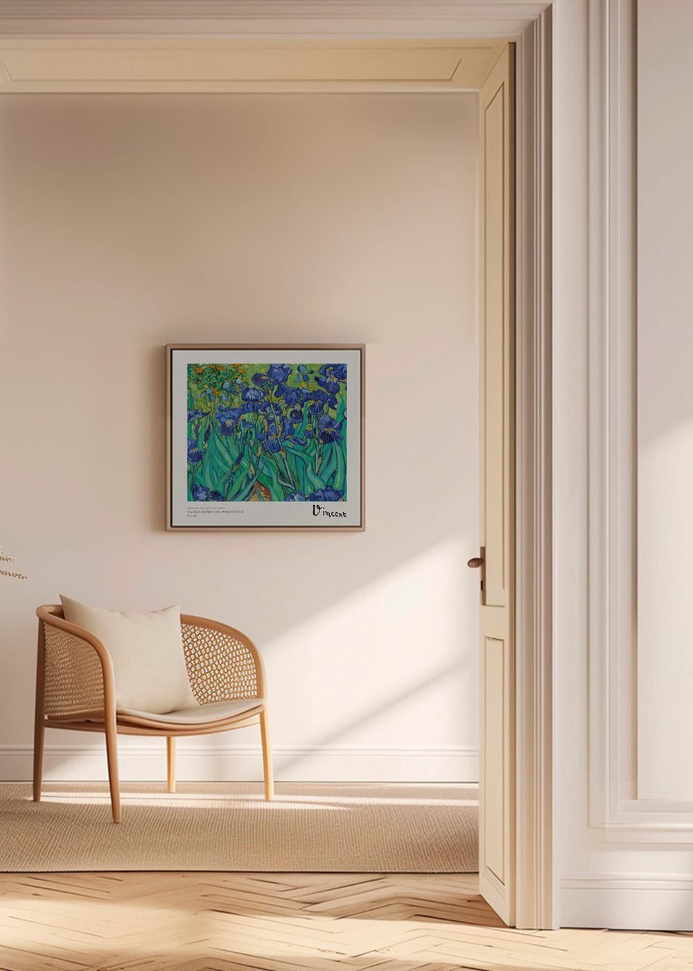 Botanisk plakat med blå iris