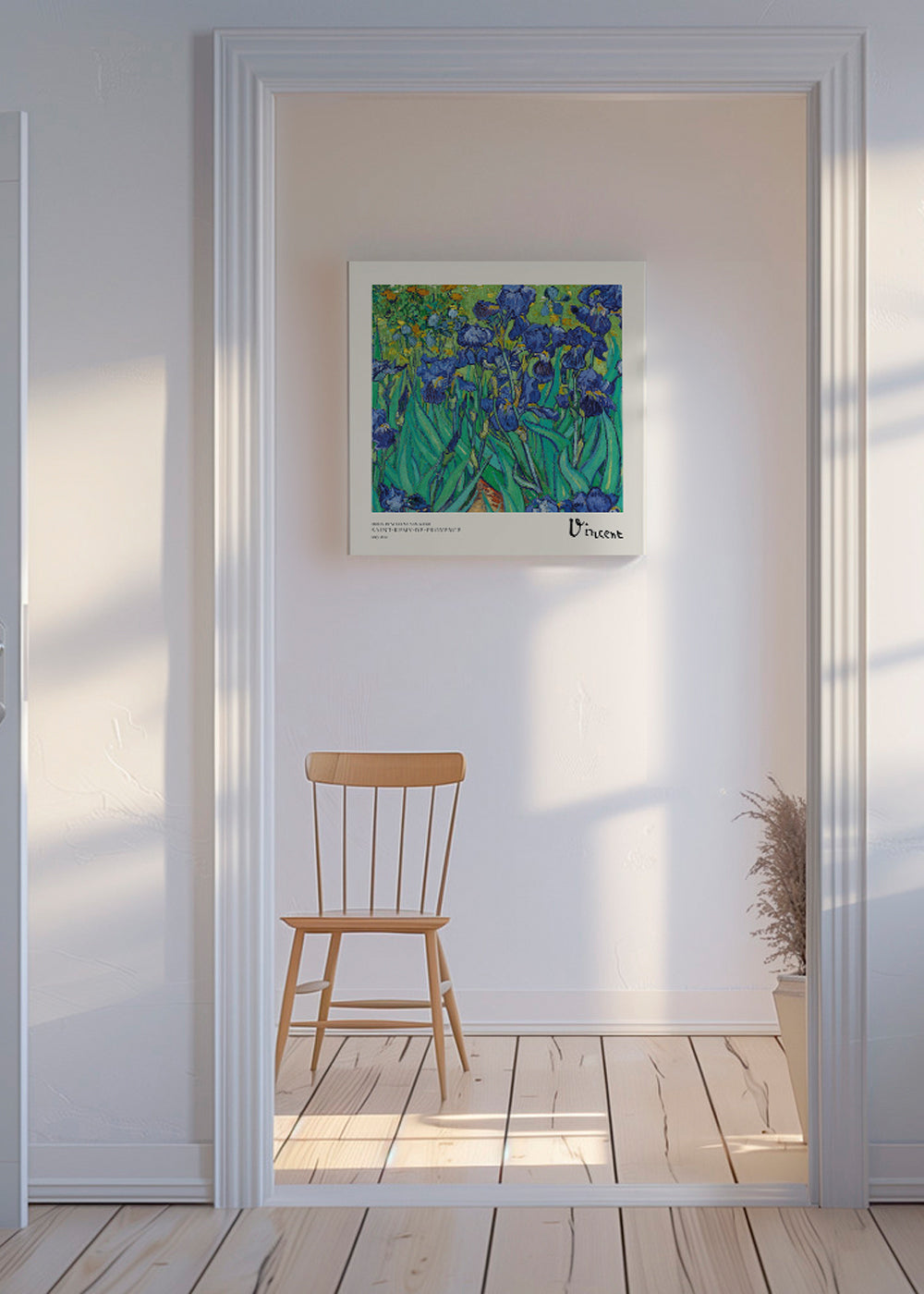 Botanisk plakat med blå iris
