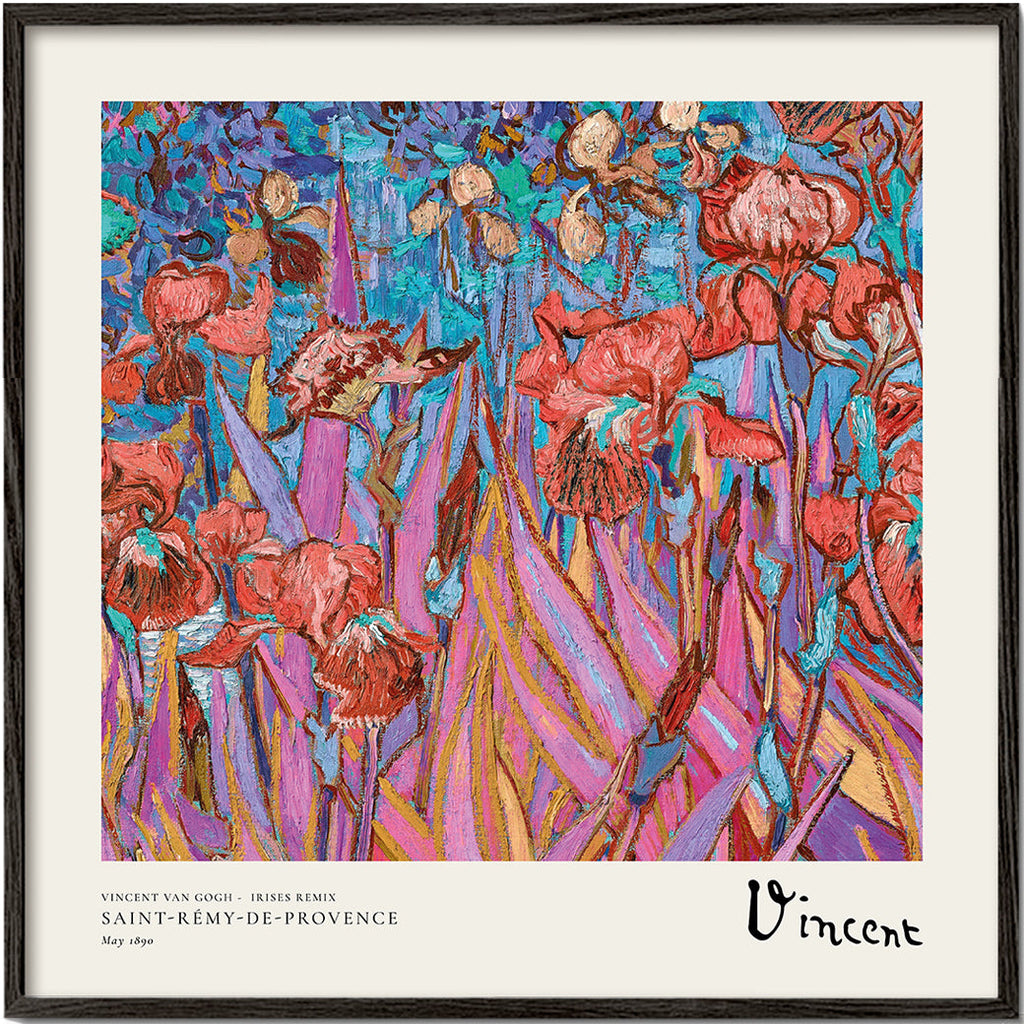 Botanisk plakat: Iris i postimpressionistisk stil