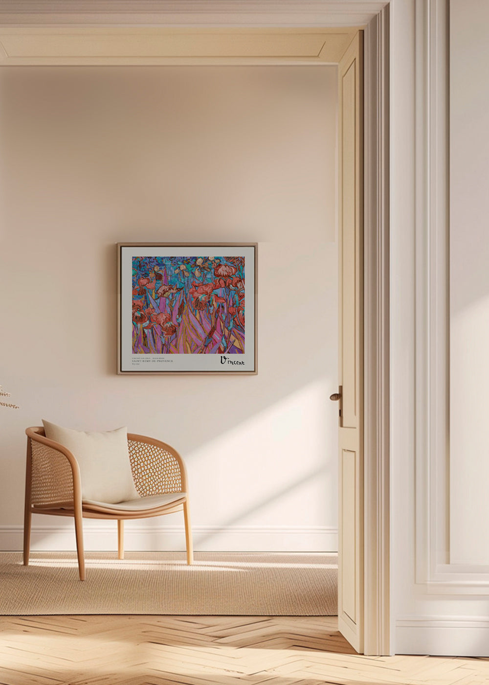 Botanisk plakat: Iris i postimpressionistisk stil
