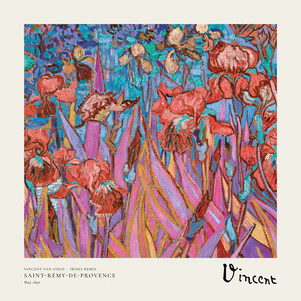 Botanisk plakat: Iris i postimpressionistisk stil