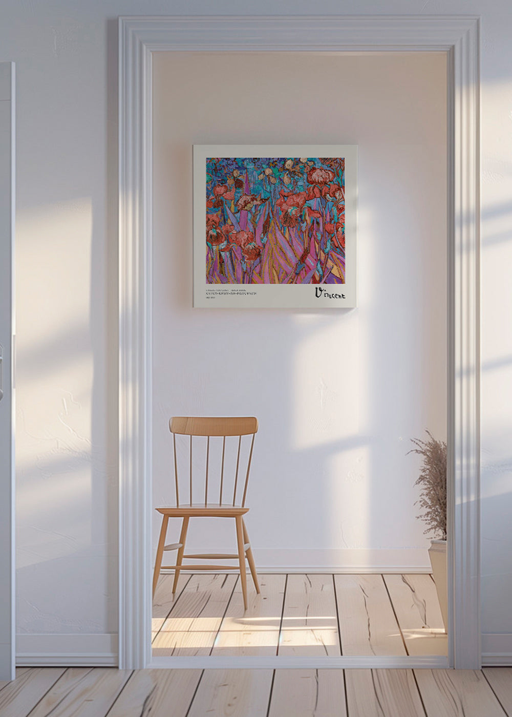 Botanisk plakat: Iris i postimpressionistisk stil