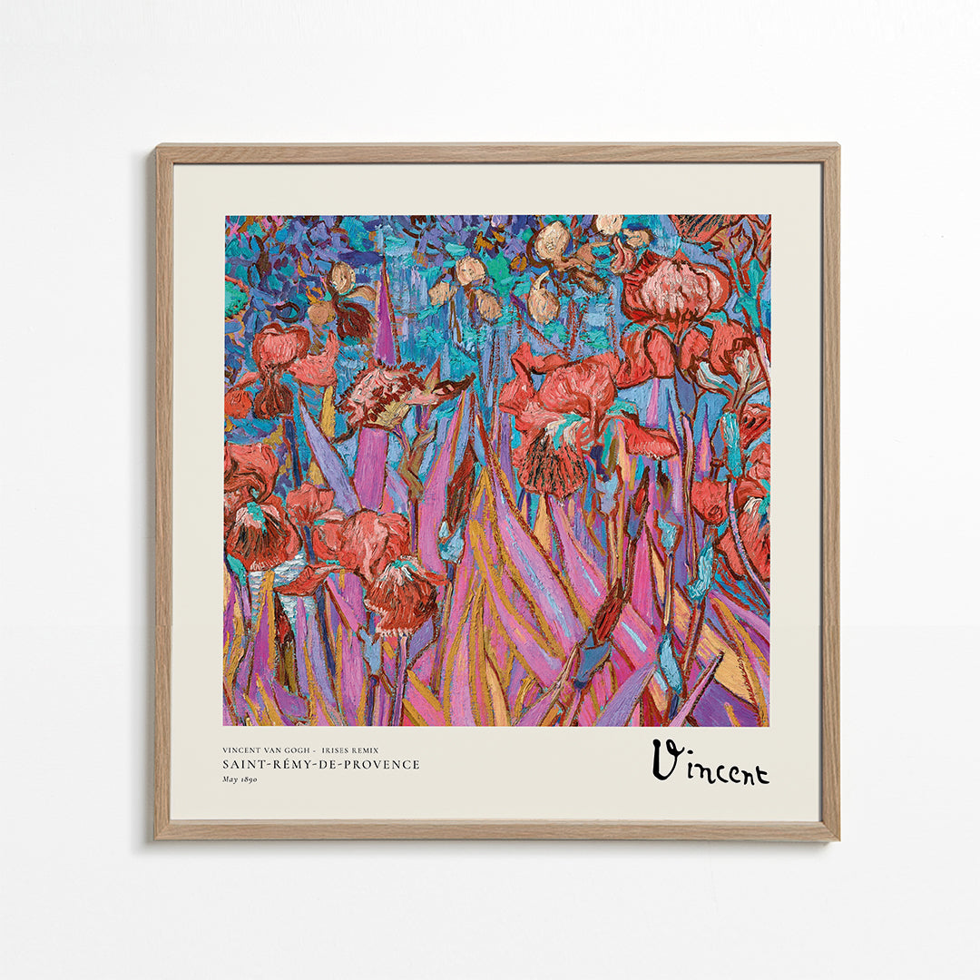 Botanisk plakat: Iris i postimpressionistisk stil