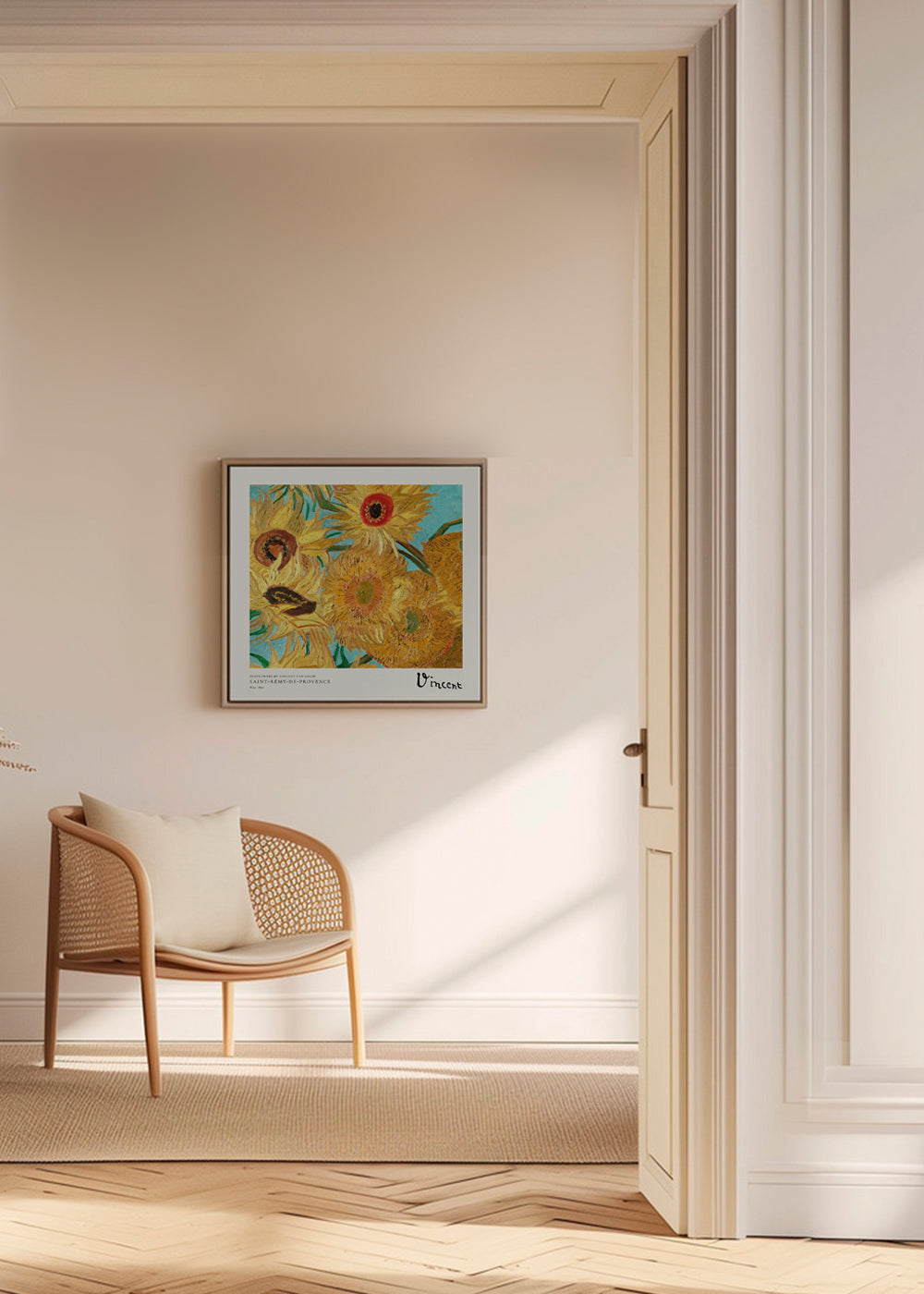 Botanisk plakat Solsikker i impasto