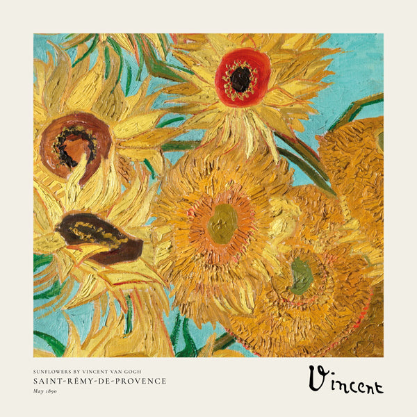 Botanisk plakat Solsikker i impasto