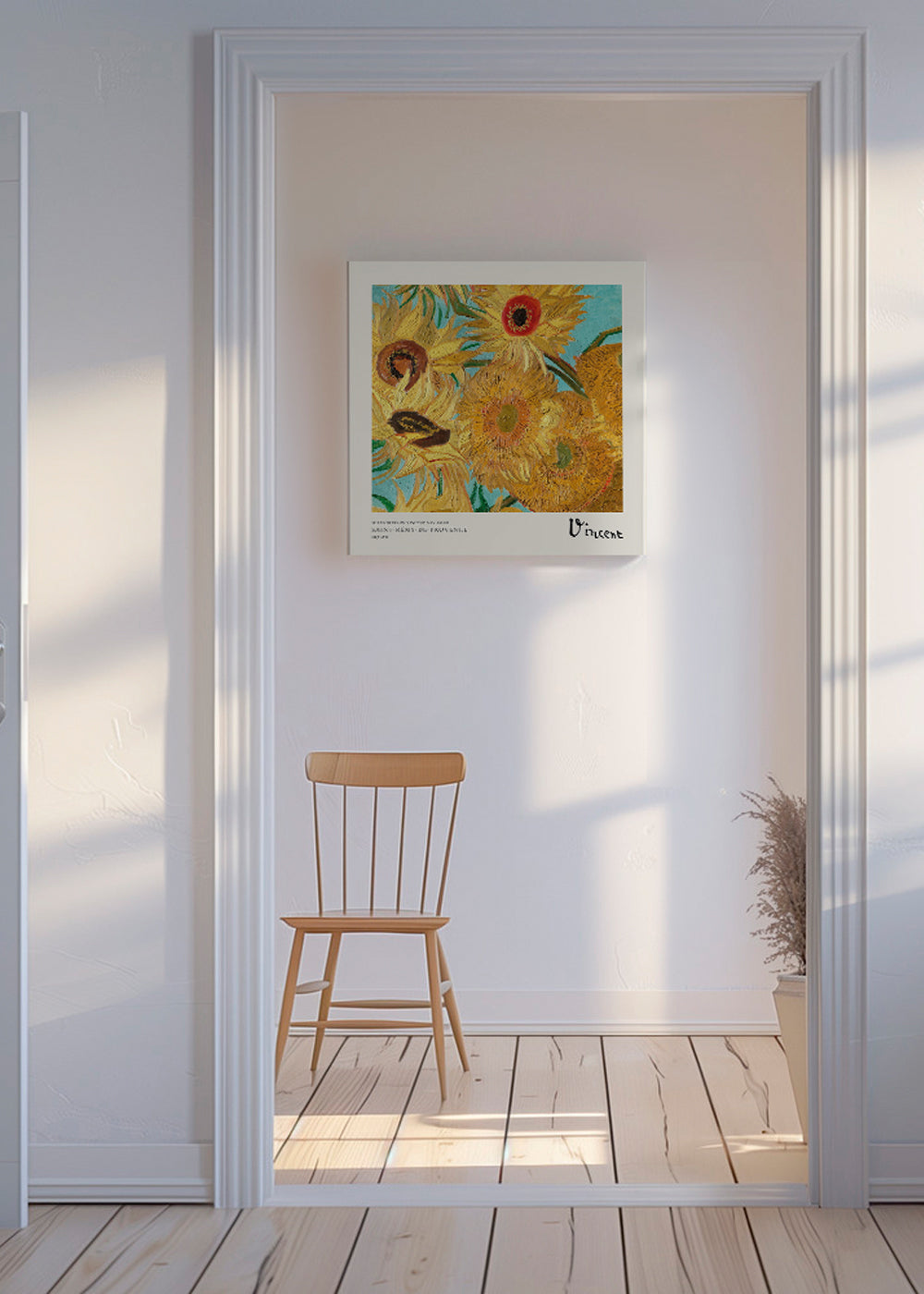 Botanisk plakat Solsikker i impasto