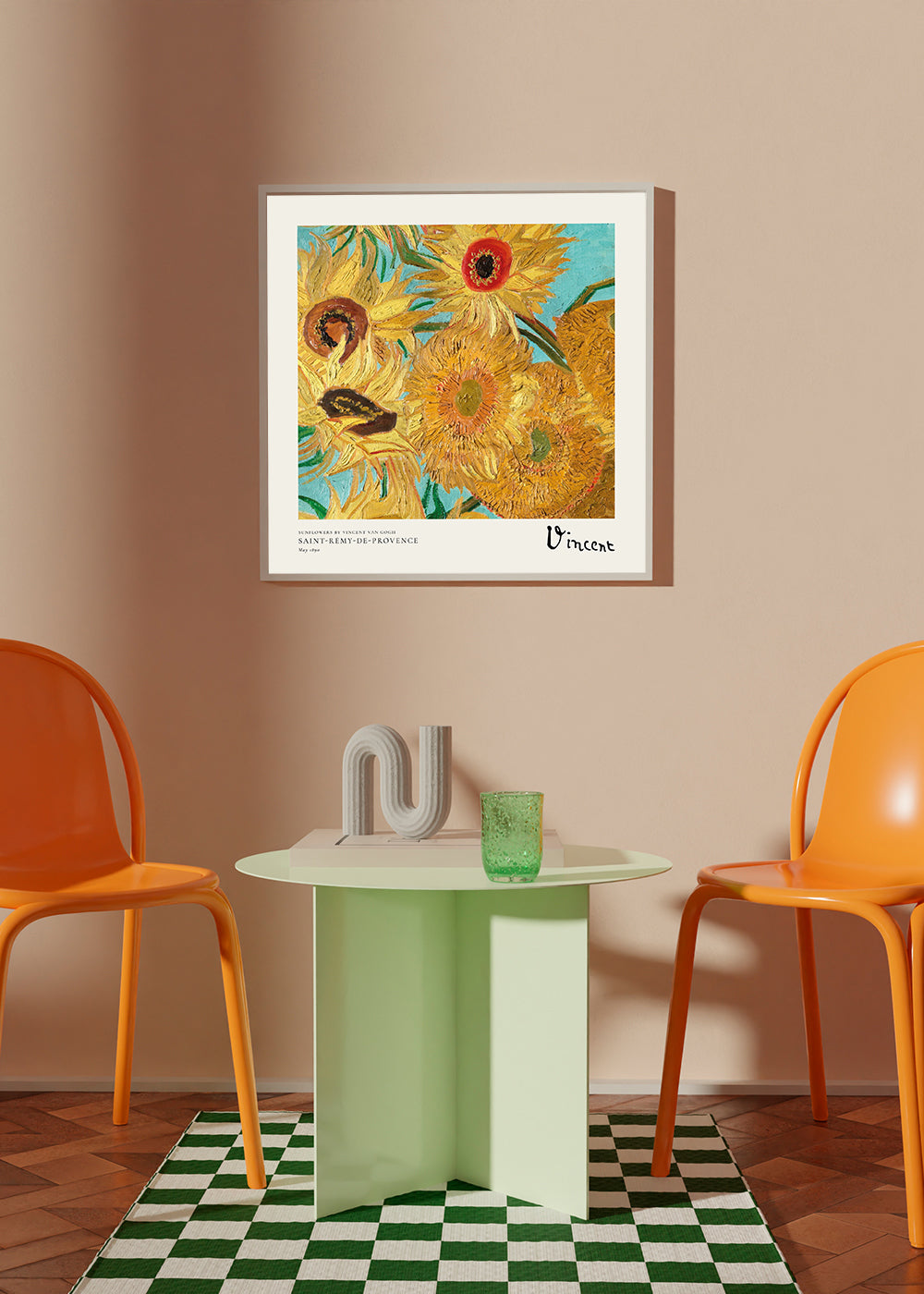 Botanisk plakat Solsikker i impasto