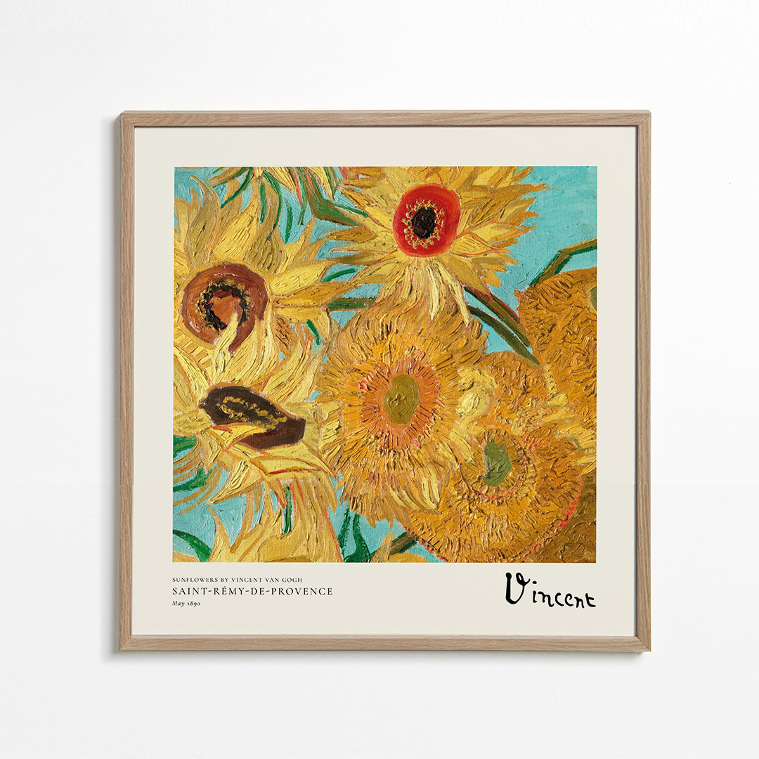 Botanisk plakat Solsikker i impasto