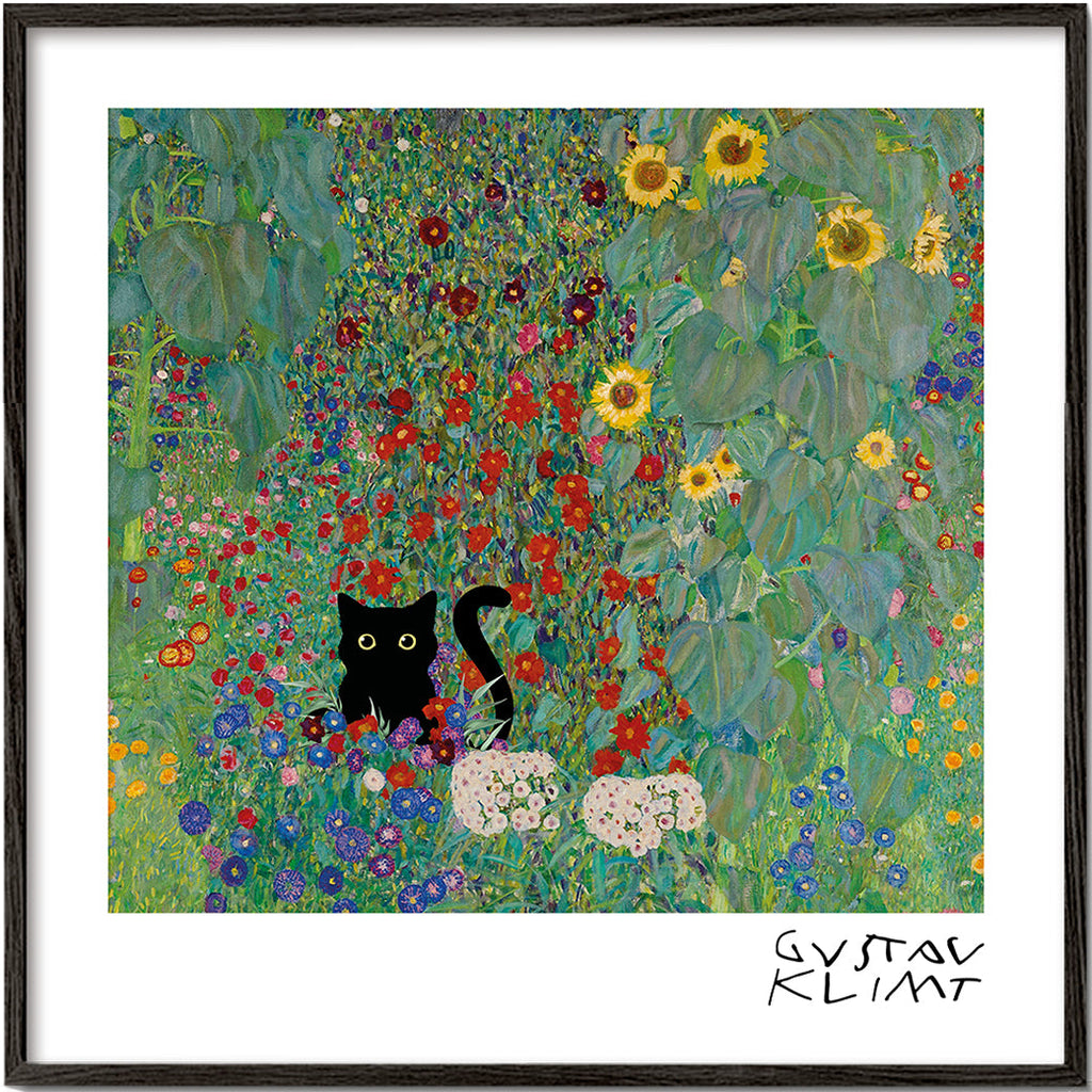 Kat i blomsterhave plakat