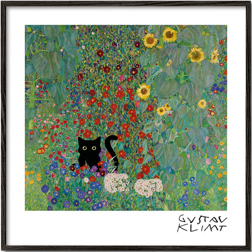 Kat i blomsterhave plakat
