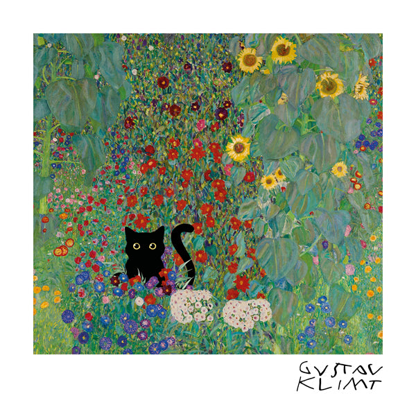 Kat i blomsterhave plakat