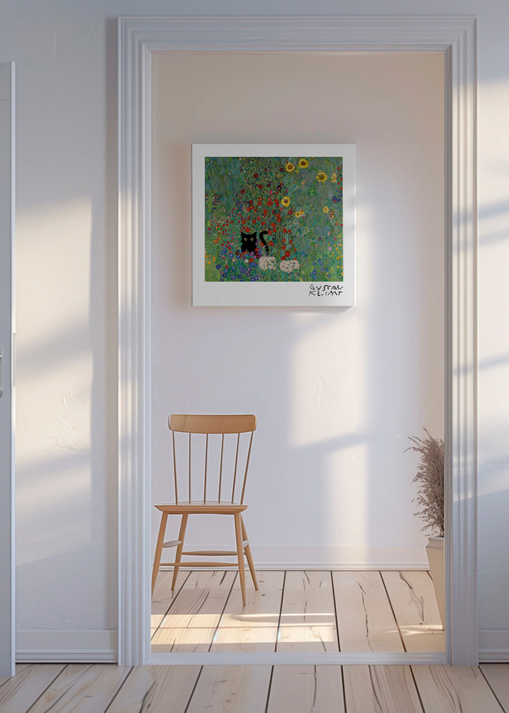 Kat i blomsterhave plakat