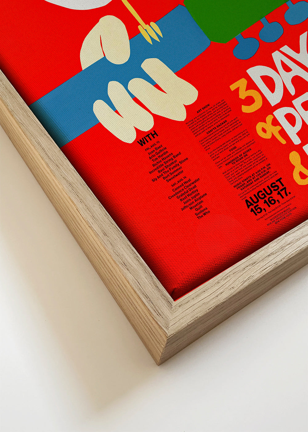Vintage plakat Woodstock 1969 iøjnefaldende design