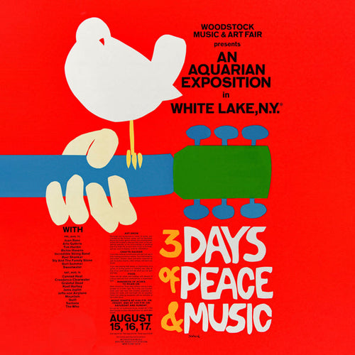 Vintage plakat Woodstock 1969 iøjnefaldende design