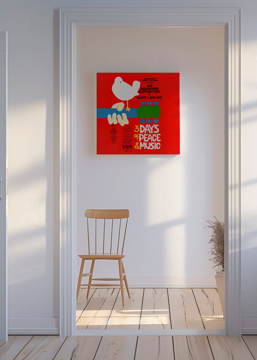 Vintage plakat Woodstock 1969 iøjnefaldende design